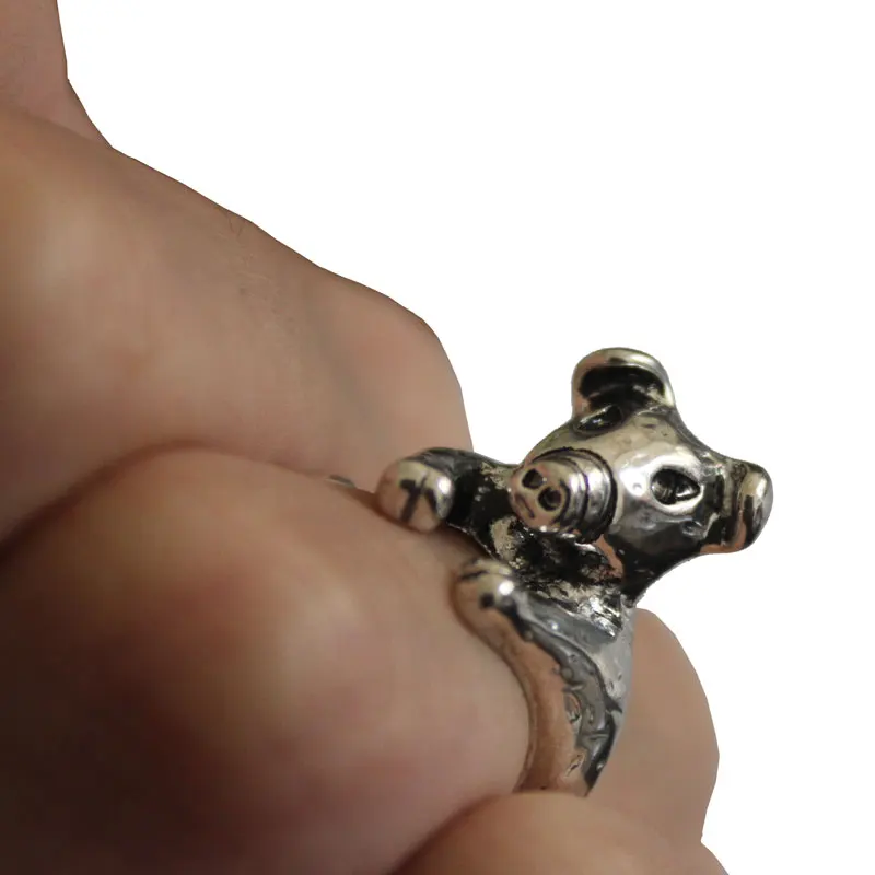 Античные кольца в виде свиньи регулируемые модные ювелирные изделия милое