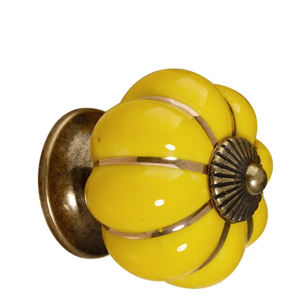 Желтая винтажная ручка двери тыквы керамические дверные ручки шкаф ящик комод