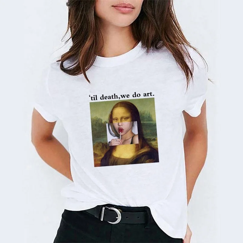 Hahayule JBH до смерти мы делаем арт Tumblr футболка с цитатами унисекс Monalisa леденец гранж
