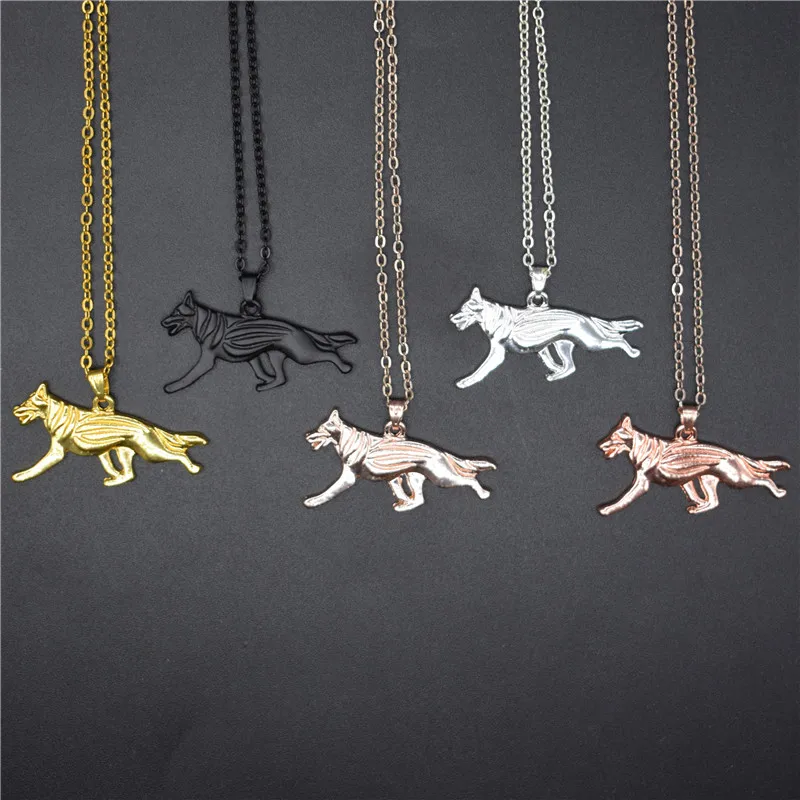 Elfin Trendy German Shepherd Necklaces Gold Color Silver Dog Jewellery Animal Pendant Women Men | Украшения и аксессуары