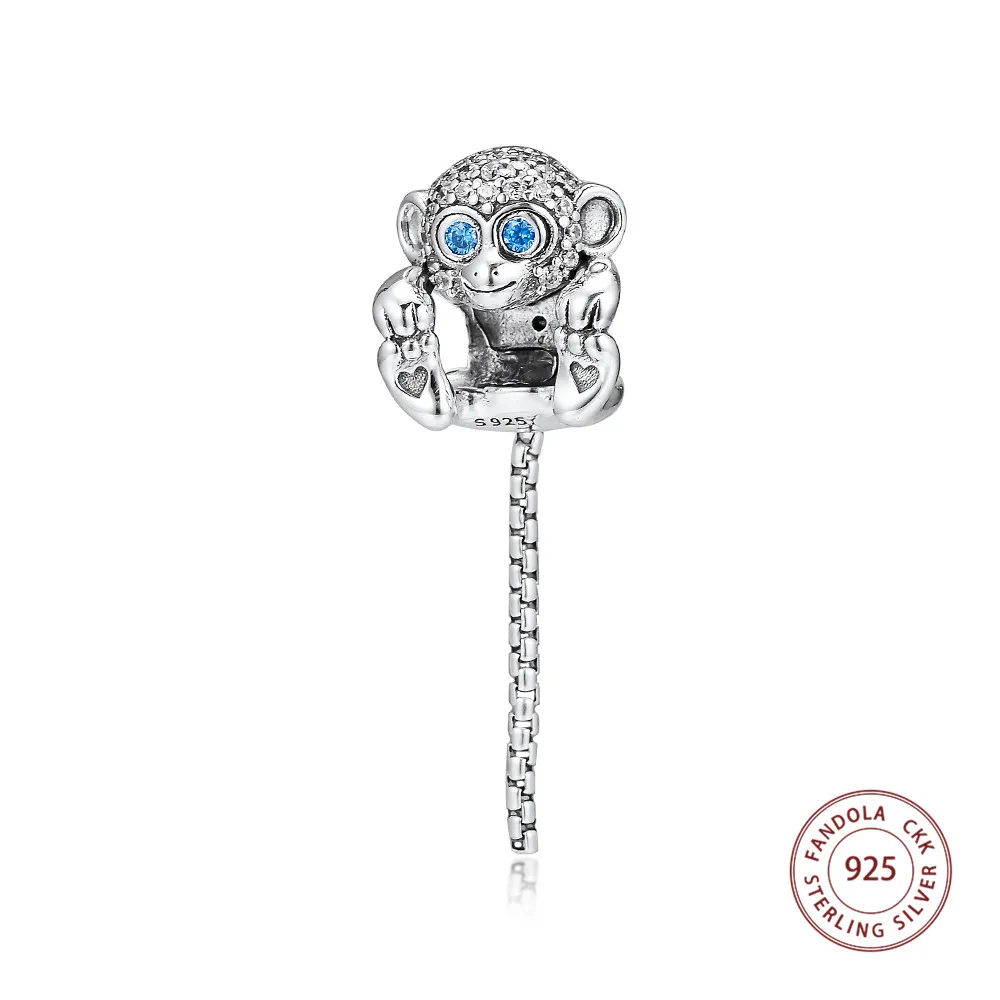 

Fits Pandora Bracelet Argent 925 Sterling Silver Lovely Sparkling Monkey Charms Beads for Women DIY Jewelry Making Berloques