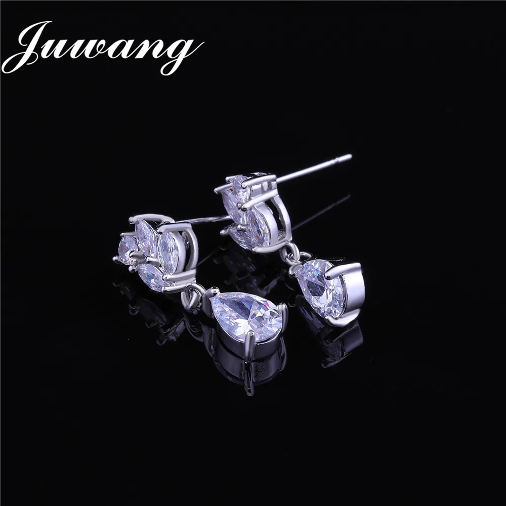 

JUWANG 2018 Romantic Flower Cubic Zirconia Bridesmaid Bridal Jewelry Wedding Sets for Woman Necklace Earring Girl Accessories