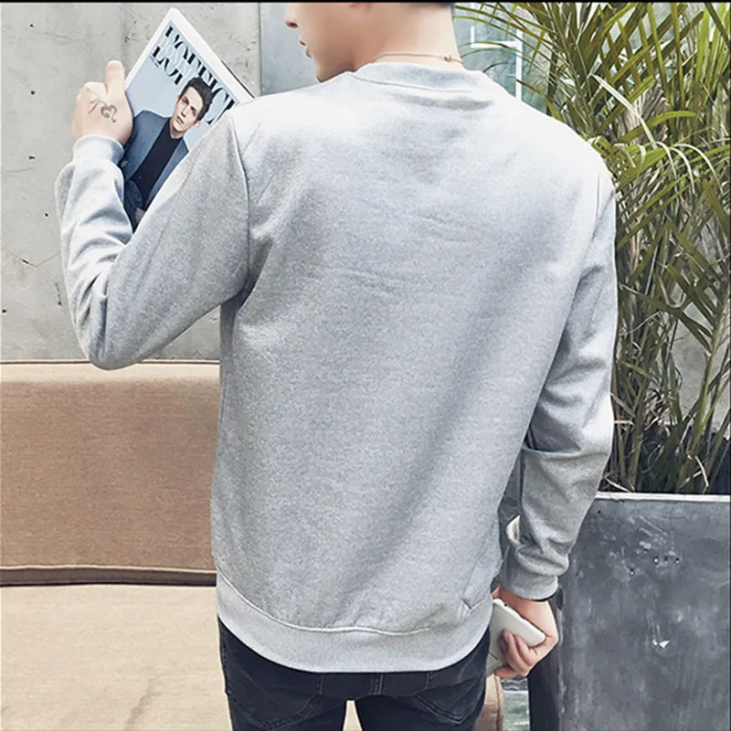 

Sweatshirt For Teens Casual O Neck New Fashion Nice Fleece Spring Full Sleeve Body Fitness Korean Style Clothing Men White