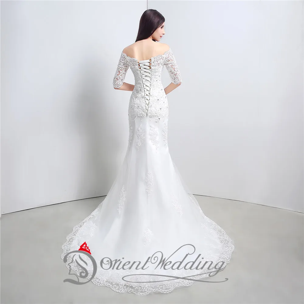 2017 Новый На Заказ Элегантных Женщин Свадебное Платье Hallf Рукава Русалка/Труба