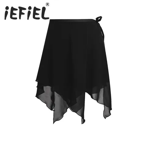 iEFiEL 4 Colors Women Femme Girls Tulle Skirt Asymmetric Chiffon Ballet Wrap Skirt Skate Over Scarf for Ballet Dance Performance