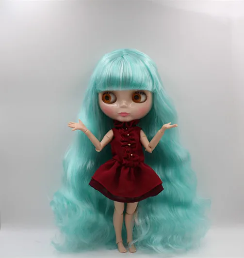 Кукла Blygirl Blyth зеленая и белая смешанная кукла Лю Хай с кудрявыми волосами