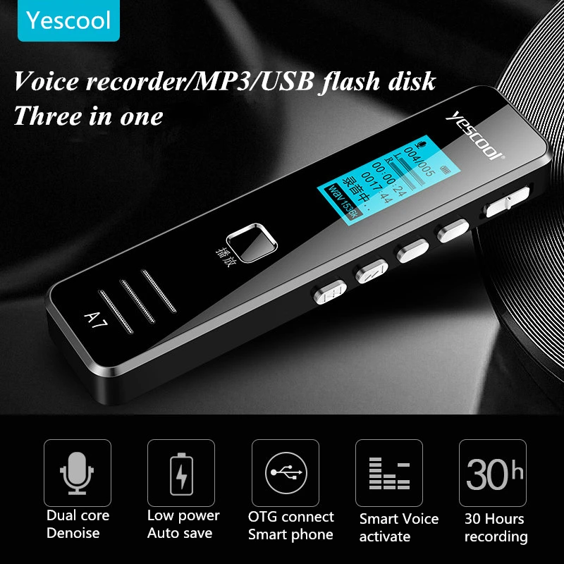 Yescool A7 Профессиональный диктофон Мини Портативный скрытый голосовой активный denoise регистратор цифровой аудио диктофон ручка