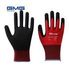 Рабочие перчатки GMG, с Красной нейлоновой оболочкой, с черным нитриловым песчаным покрытием, мужские рабочие перчатки