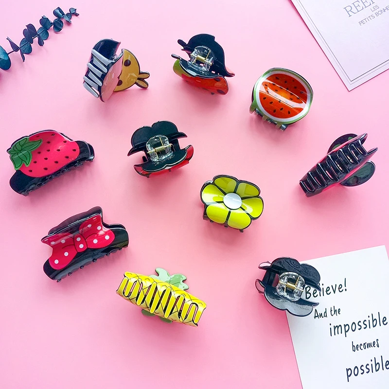 Женские заколки для волос с бантом Anise зажимы мультяшным цветочным фруктами