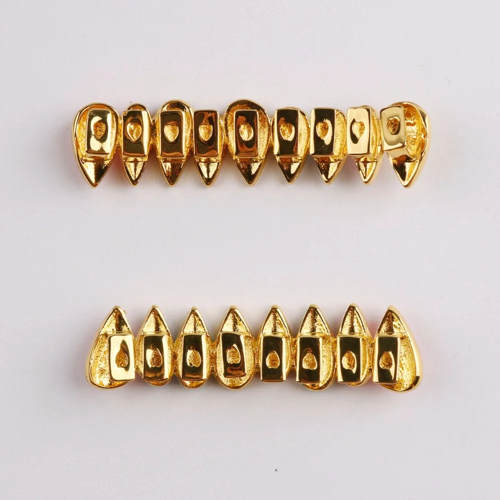 1 компл. Хип-хоп золотые Красочные зубы Grillz Топ и низ красочные грили стоматологические Хэллоуин вампира зубы ювелирные изделия