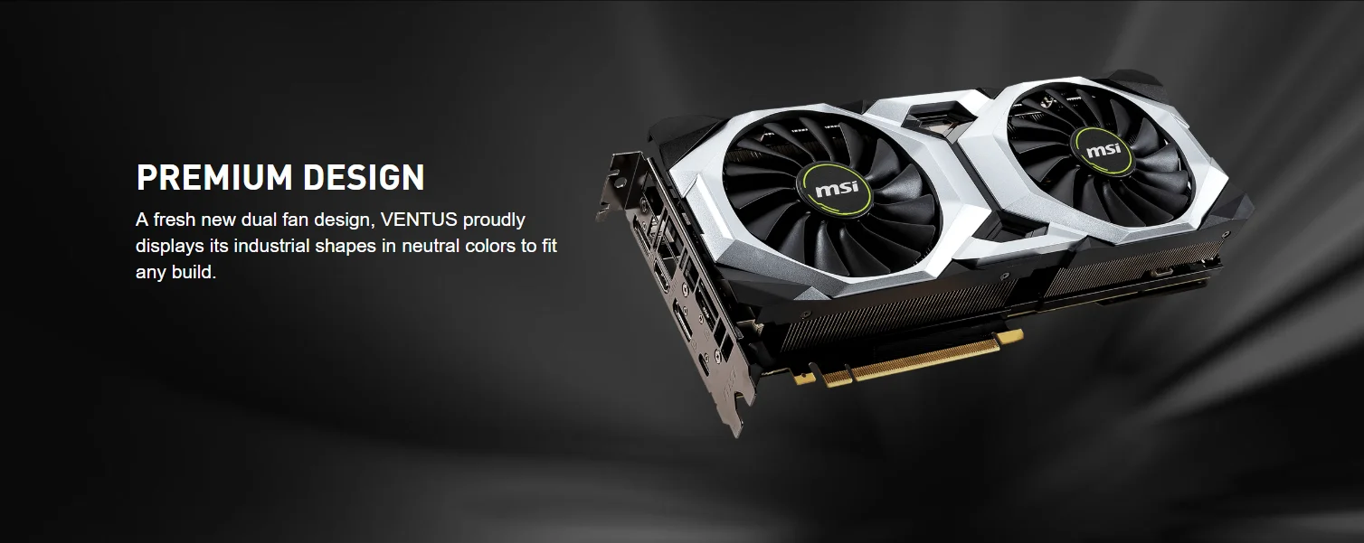 MSI graphics card GeForce RTX 2080Ti VENTUS 11G OC 11GB GDDR6 1635 MHz 4352 Units 352-bit 14 Gbps PCI Express x16 3.0 видеокарта