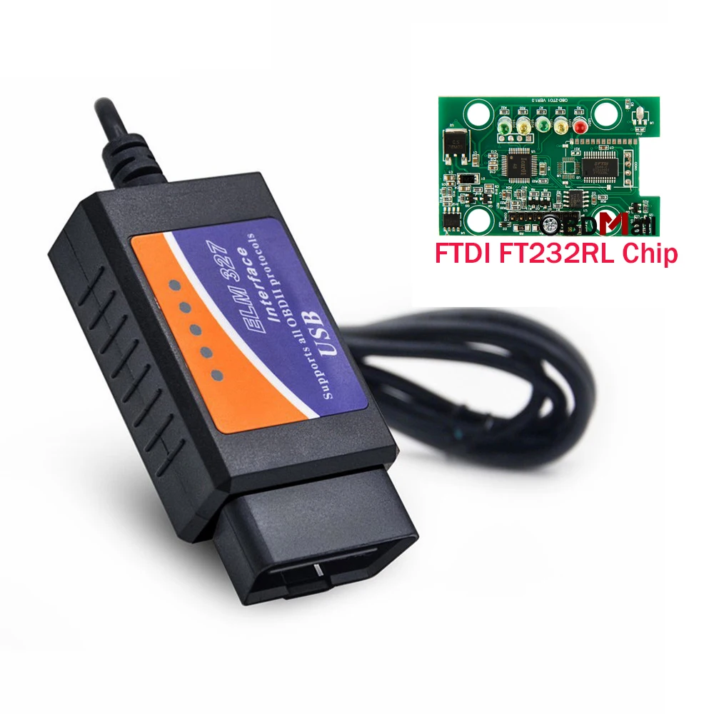 ELM327 USB OBD2 FTDI FT232RL чип OBD II Автомобильный сканер для ПК EML 327 V1.5 ODB2 интерфейс