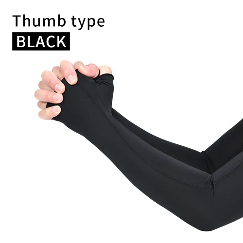 Thumb style-Black INBIKE велосипедный рукав анти-УФ ледяная ткань дышащий Бег MTB велосипед фитнес Баскетбол налокотник Спорт на открытом воздухе гетры - Цвет: Thumb style-Black