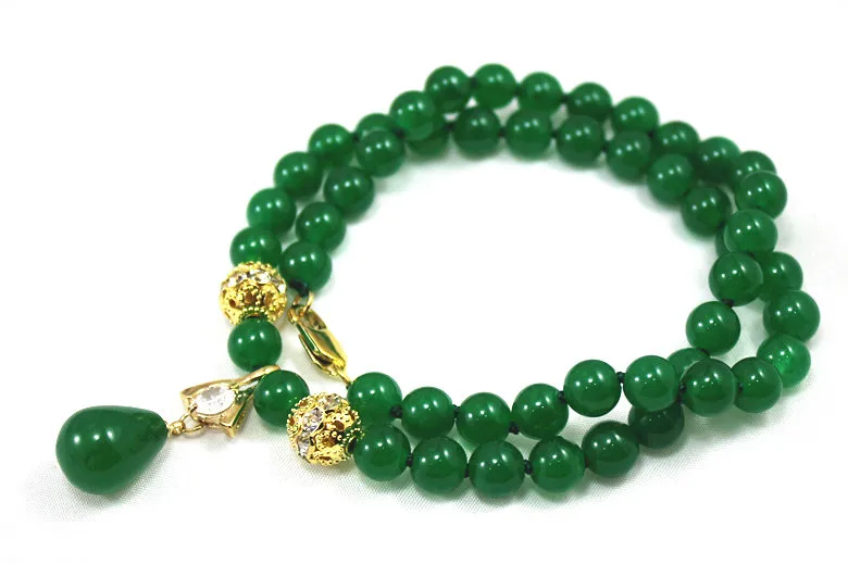 lady's best accessory 8mm green jade necklace and water drop pendant for party anniversory good | Украшения и аксессуары