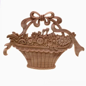 RUNBAZEF аппликация из твердой древесины, резная Роза, корзина для цветов в европейском стиле, мебельный пластырь, домашний декор, свадебное украшение, миниатюрный