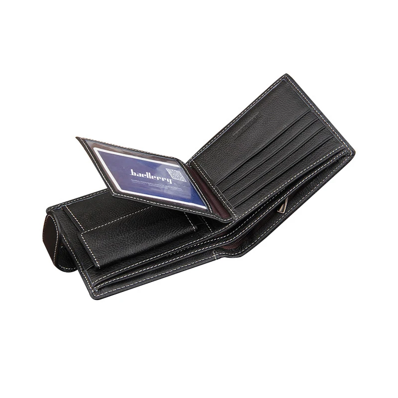 

Baellerry quality genuine leather wallet men for Hasp coin purse men's fashion credit purse card slot boys wallet driver license