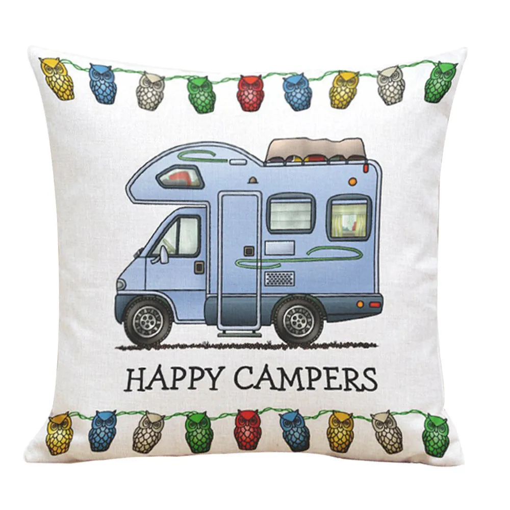 Ouneed декоративные наволочки happy campers наволочка диван талии Бросок Чехлы Home Decor