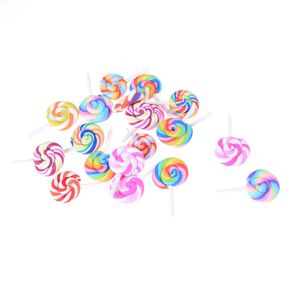 

5pcs Simulation DIY Decor Artificial Mini Rainbow Figurine Lollipop Toys Cute Polymer Clay Dollhouse Garden Craft