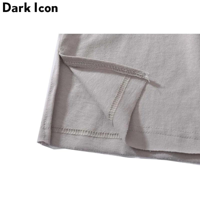 Мужская футболка с отложным воротником и разрезом сбоку короткий рукав лето 2019