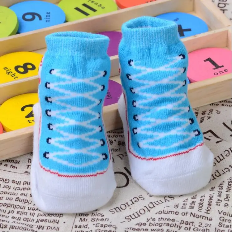 Light blue Новые модные милые детские носки, Нескользящие Детские носки-Тапочки - Цвет: Light blue