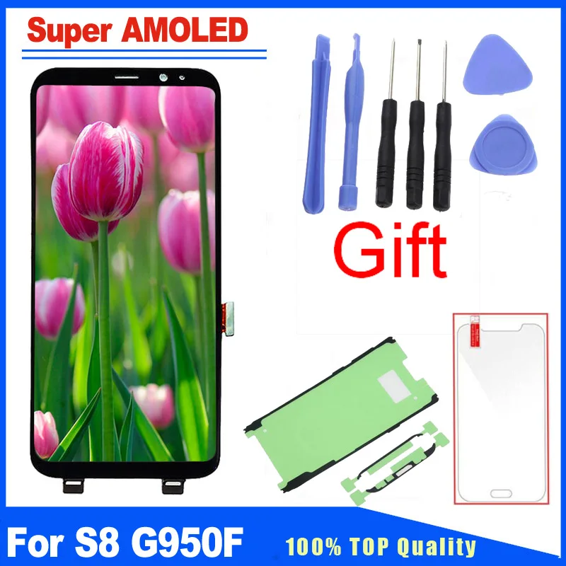 Super AMOLED Pantalla LCD Display Touch Screen Digitizer Assembly Replacement Kits For Samsung Galaxy S8 SM-G950F Free Sticker | Мобильные