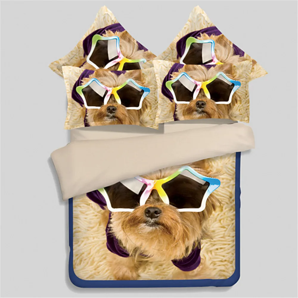 

Cartton style 3D Siberian vivid white Husky Dog Bedding Sets 3/4pcs print duvet cover sheet soft pillowcase King Queen Twin full