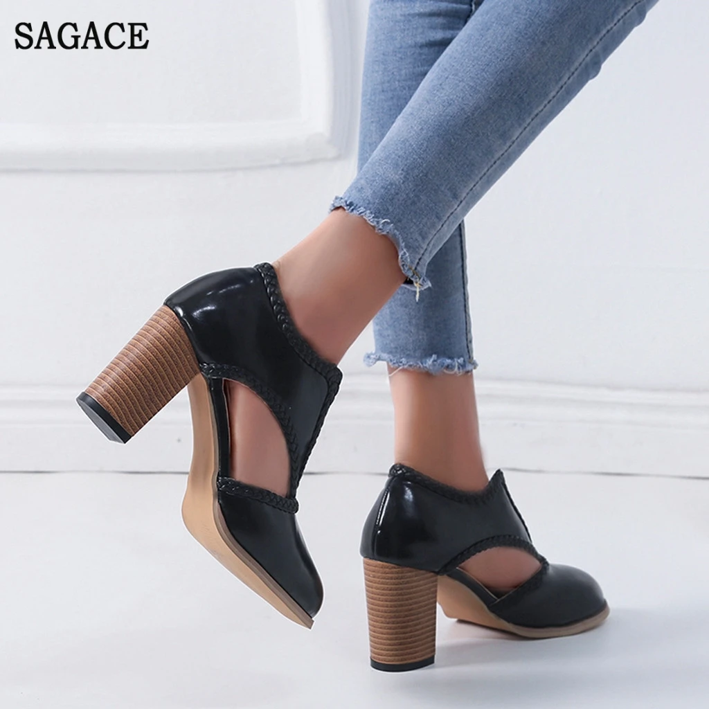SAGACE женские туфли лодочки на высоком каблуке в стиле ретро и римском с острым