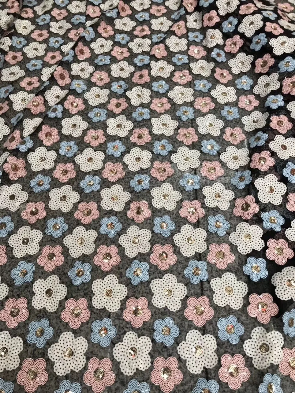 Многоцветная кружевная ткань с блестками 2018 африканская фатиновая пайетками