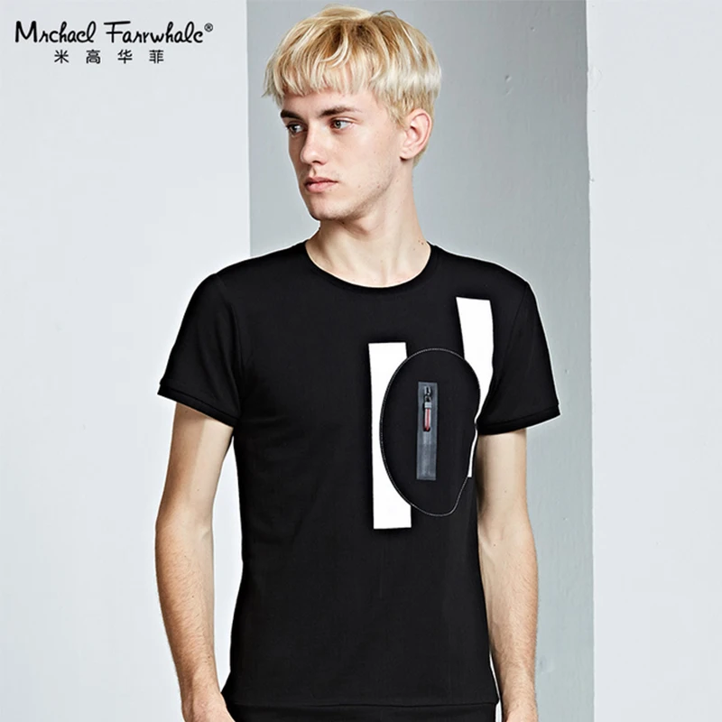 Мужская футболка 2017 Лето высокое качество стиль хип-хоп мужские на молнии Slim