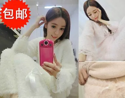 Pajamas For Women Pyjamas 2014 Solid Full New Long-sleeved Tracksuit Hot Coral Sleeping Clothes Suit Free Shipping | Женская одежда