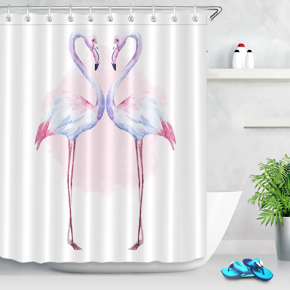 LB розовая Любовь Фламинго белая занавеска для душа s плесень стойкая полиэстер
