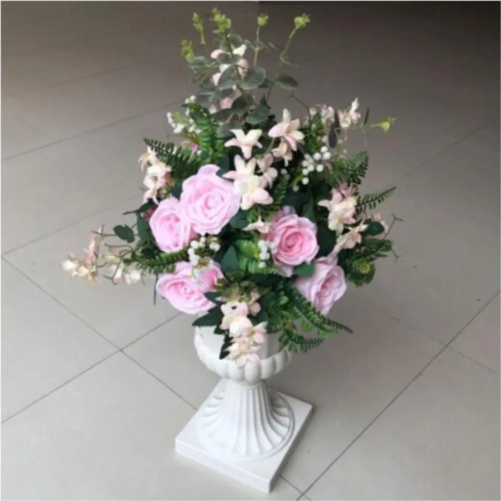 Pink Искусственные цветы дорога свинцовый цветок 1/2 круглый шар с Herba lysimae Листья Свадебный Стол центральный украшение дома 7 цветов - Цвет: Pink