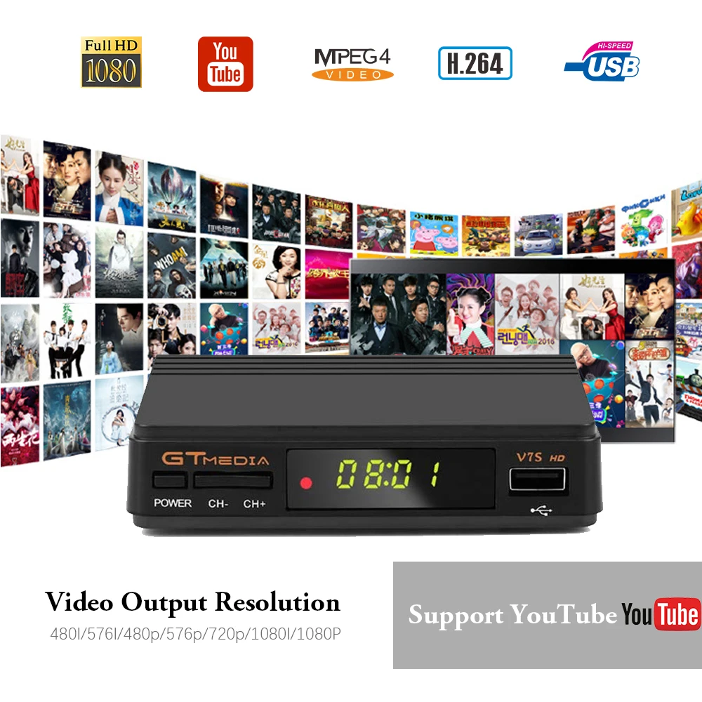 GTMEDIA оригинальный DVB S2 V7S HD 1080p цифровой спутниковый телеприставка Поддержка CCCAM