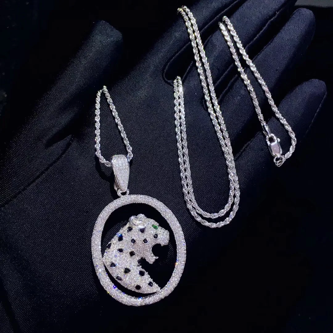 Подвеска с леопардом животного стерлингового серебра 925 bling тонкой для женщин ювелирные изделия