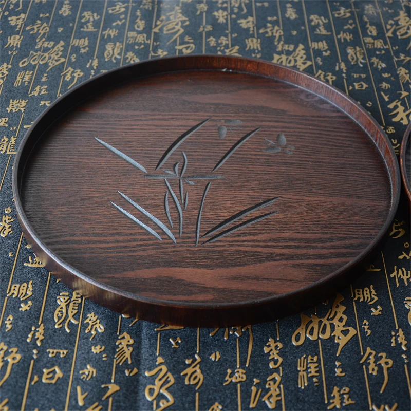 12 дюймов поднос ручной работы скульптура Орхидея Бабочка круглая поддон чайный