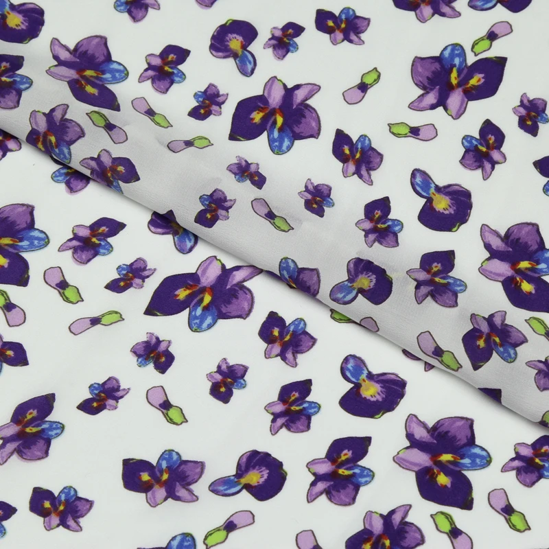 Мини прекрасный мультфильм цветочный принт 100% чистый шелк крепдешин ткань