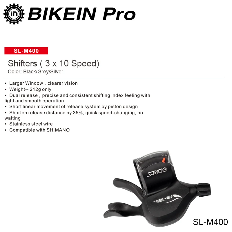 

BIKEIN Bicycle Derailleur Compatible SHIMANO Cycling Mountain Bike Trigger Shifters 3 x 10 Speed MTB Shifter Levers With Cable
