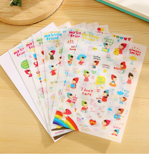 

6pcs Cartoon little red hat pvc diy decoration sticker for album scrapbooking stationery diary sticker gift for kids