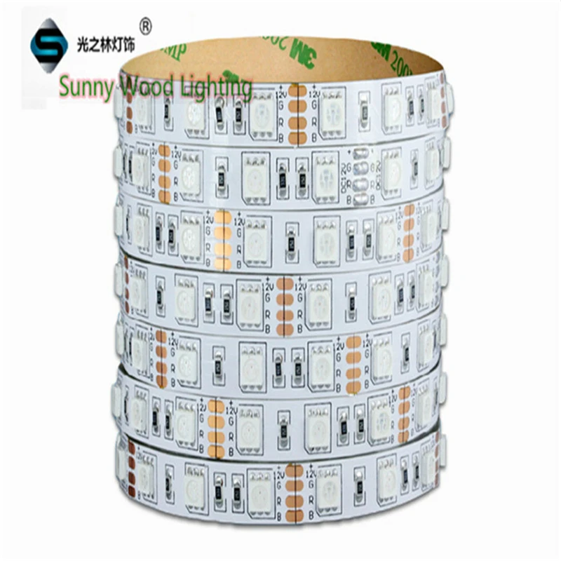 5 м/рулон 5050 60 светодиодов/м 24 В постоянного тока IP20 RGB мягкая лента светодиодная