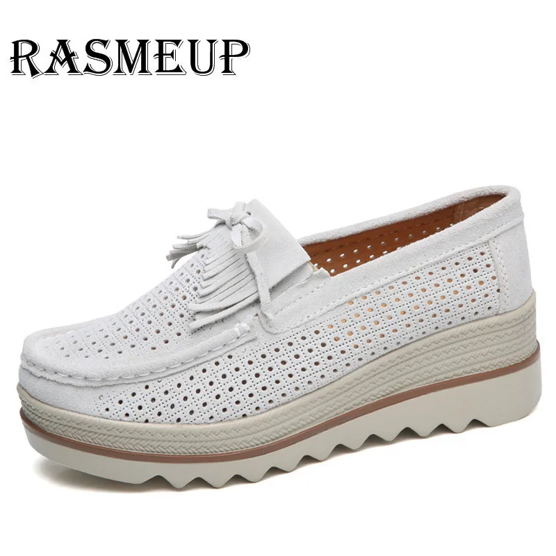 RASMEUP/женские кроссовки из натуральной замши на платформе Летняя женская обувь