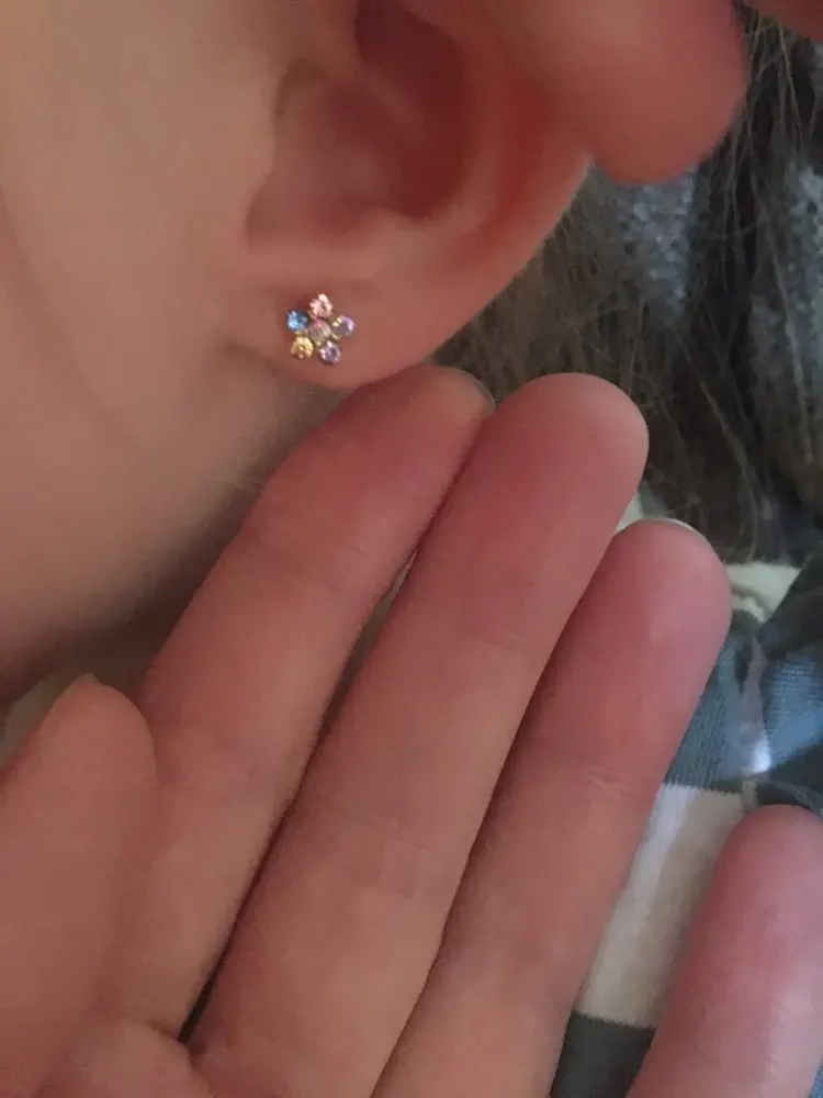 LUXUKISSKIDS 6 мм 316L Нержавеющая сталь серьги-гвоздики Комплект сережек для женщин для маленьких девочек золото/с украшениями в виде серебристых кристаллов, не вызывает аллергию, винт сережки-гвоздики