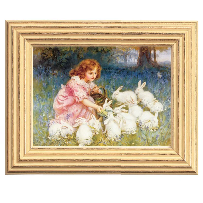 

Golden panno,Needlework,Embroidery,DIY portrait Painting,Cross stitch,kits,14ct girl with rabbit Cross-stitch,Sets For Embroider