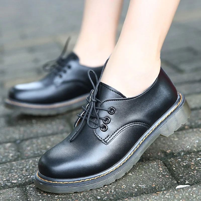 Хит продаж женские повседневные оксфорды модные с круглым носком на шнуровке