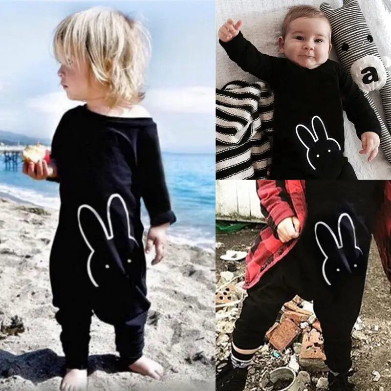 Детский хлопковый комбинезон с длинным рукавом и кроликом|romper bebe|rabbit romperboy girl clothes