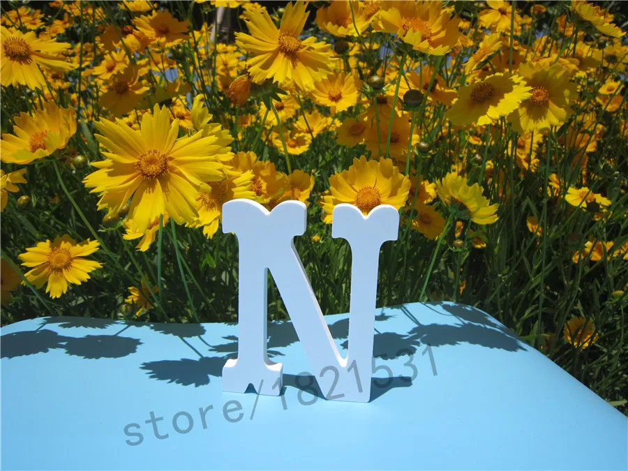 

Height 12cm Wedding Birthday Home Decor Decoration best selling artificial Wood Wooden White Letters Alphabet
