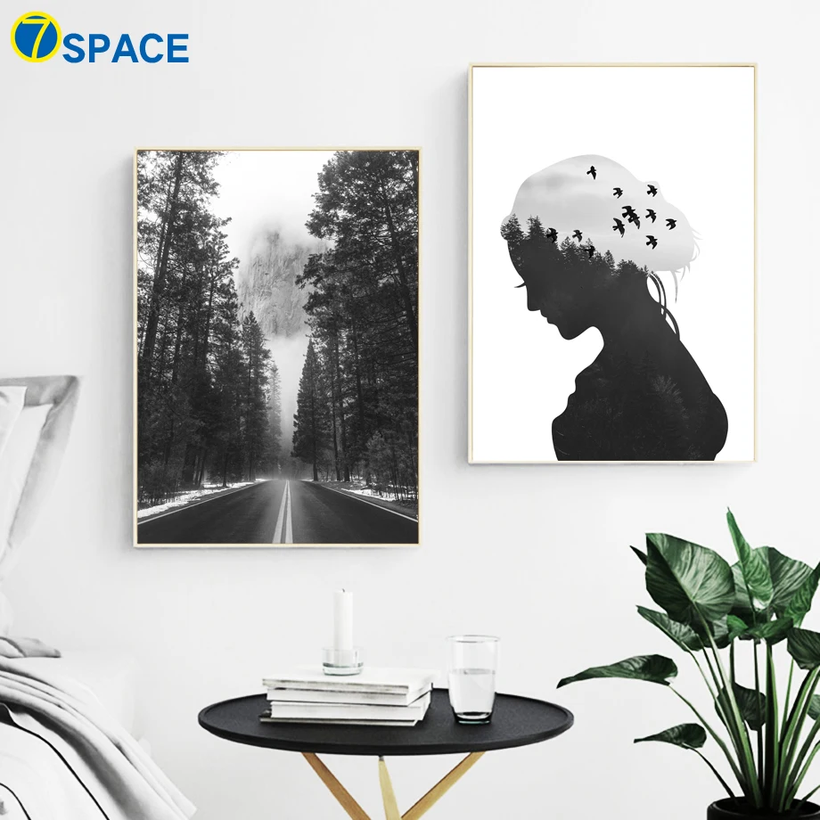7-Space Forest Landscape Wall Art Print Canvas Painting Nordic Posters And Prints Pictures For Living Room Decor | Дом и сад