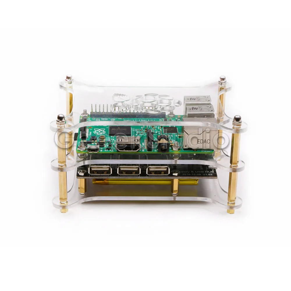 5 портовый USB 2 0 хаб питание модуль с двойной слои акриловая подставка для Raspberry Pi
