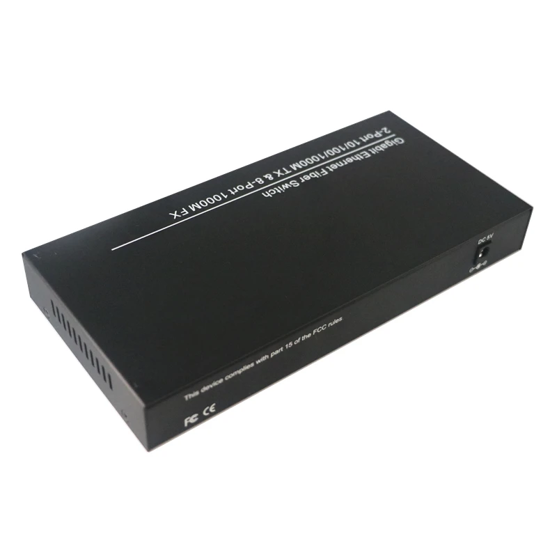 Волоконно-Ethernet-коммутатор SFP с 8 портами и слотом на 2 порта TX RJ45 гигабитный