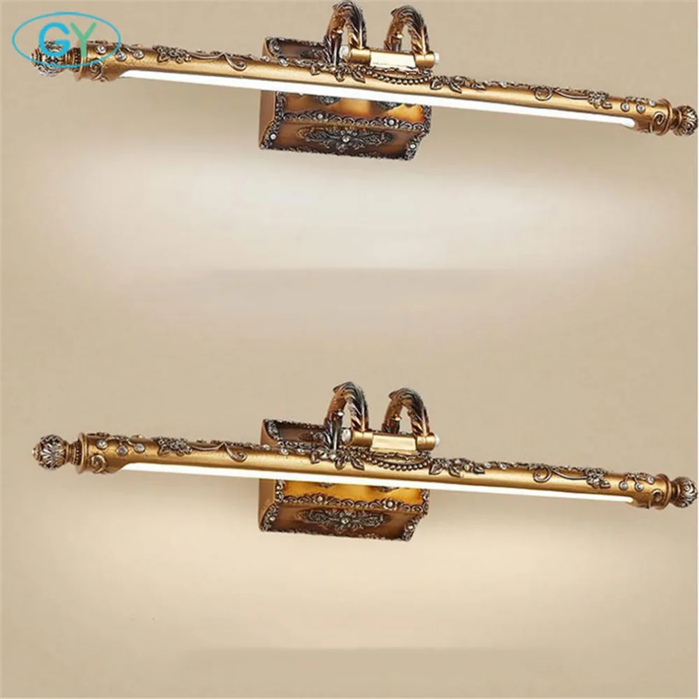 7W 9W LED vanity lights L54cm L68cm Europe Vintage Gold Resin mirror bathroom dressing room wall Vanity lighting | Лампы и освещение