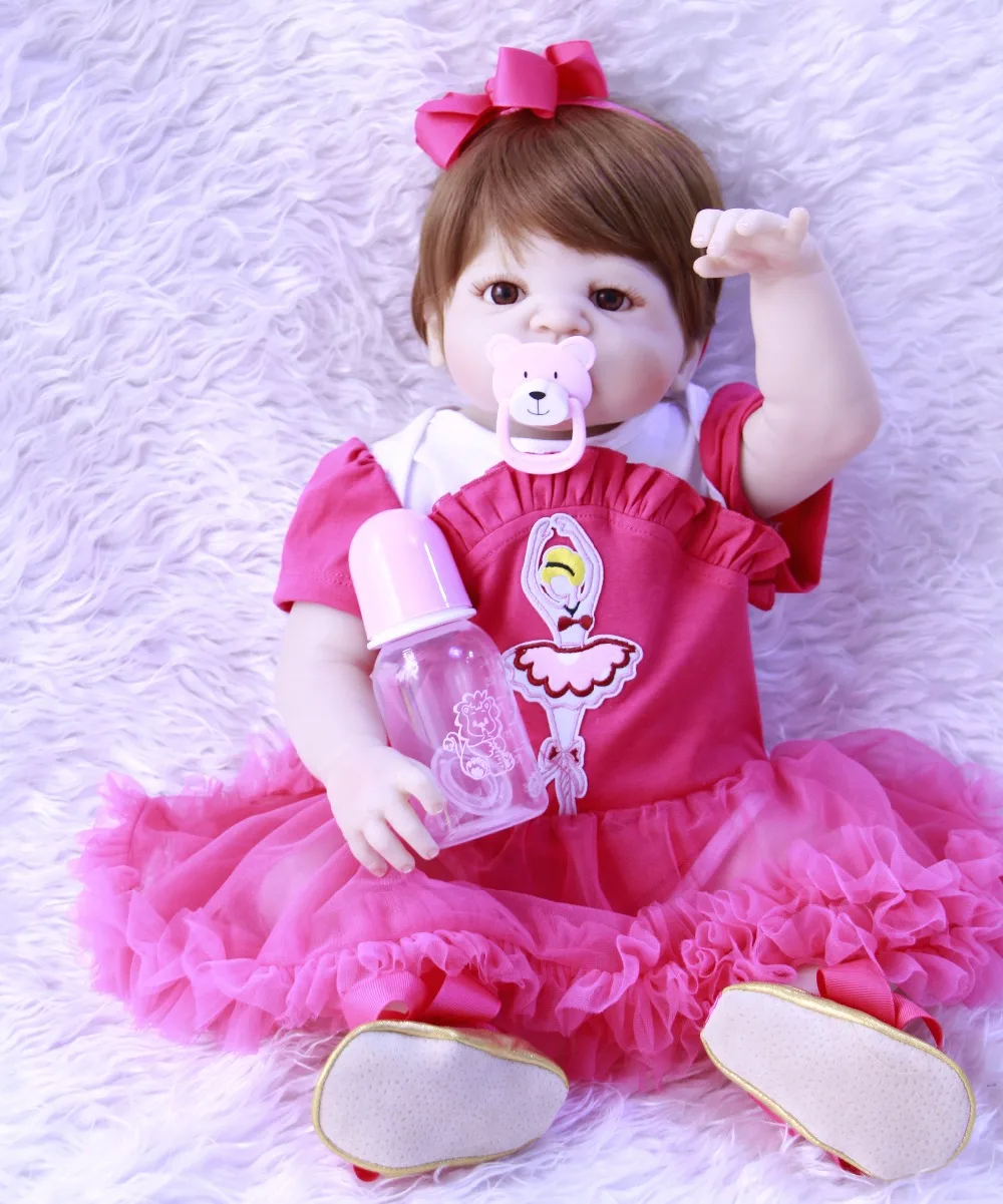 Boneca 55 см куклы Bebe Reborn для девочек Реалистичная силиконовая кукла модное красное